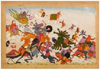 The Slaying of the Demon Nisumbha, Pahari, Guler, c.1780